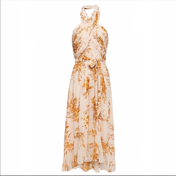 Joie Dresses | Joie Nwt Never-Worn Silk Gold-Metallic Floral Halter Dress High-Low Silhouette | Color: Cream/Gold | Size: 0 | Catwalk84's Closet Joie Dresses | Joie Nwt Never-Worn Silk Gold-Metallic Floral Halter Dress High-Low Silhouette | Color: Cream/Gold | Size: 0 | Catwalk84's Closet